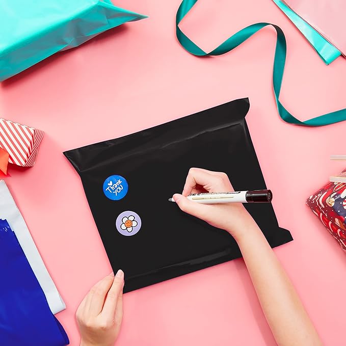 Fuxury 12x15.5 200pc Black Poly Mailers Shipping Envelops Self Sealing Envelopes Boutique Custom Bags Enhanced Durability Multipurpose Envelopes Keep Items Safe Protected