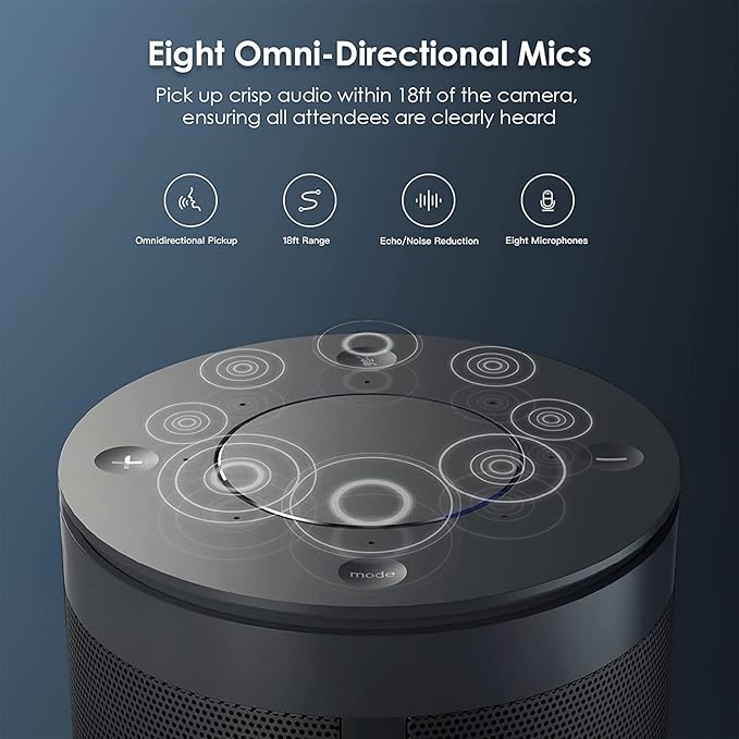 NexiGo Meeting 360 (Gen 2), 8K Captured AI-Powered Framing & Speaker Tracking, 1080p HD 360-Degree Smart AIO Video Conference Camera, 8 Noise-Cancelling Microphones, and Speaker (Renewed)