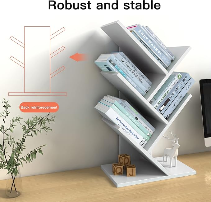 Godferyxin Bookshelf, 5-Tier Book Storage Organizer Shelves Floor Standing Bookcase, Wood Storage Rack for Office Home School Shelf Display for Cd/Magazine-White