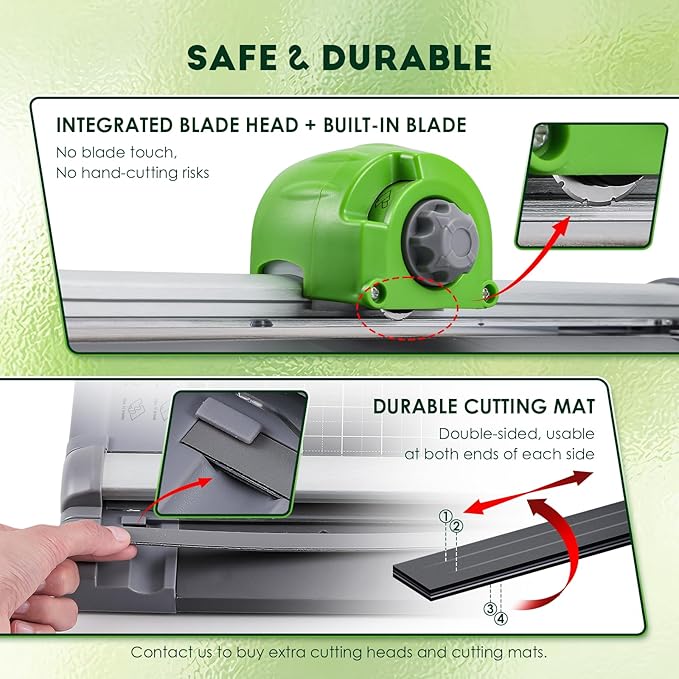 CGOLDENWALL 4-in-1 A4 Rotary Paper Cutter with 4 Blades, for Craft DIY, 12 Sheets, Straight/Perforated/Wavy/Creasing Line, 12.6" Cutting Length, for Photos Tickets Invitations Cards