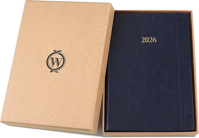 Wykeham's Executive 2026 Daily Journal Planner – US Public Holidays & Format – Customization Available (Royal Blue, 8.5"×5.5")