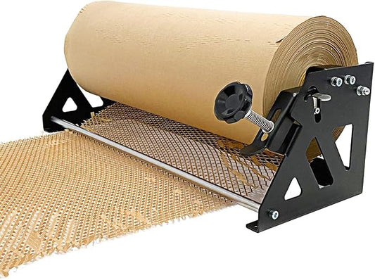 Honeycomb Packing Paper Roll Dispenser for Packaging, Improve Packing Efficiency, Kraft Wrapping Paper Holder Manual Cutter Machine for Small Business, Dispenser Machine Only, Core Size 2inch