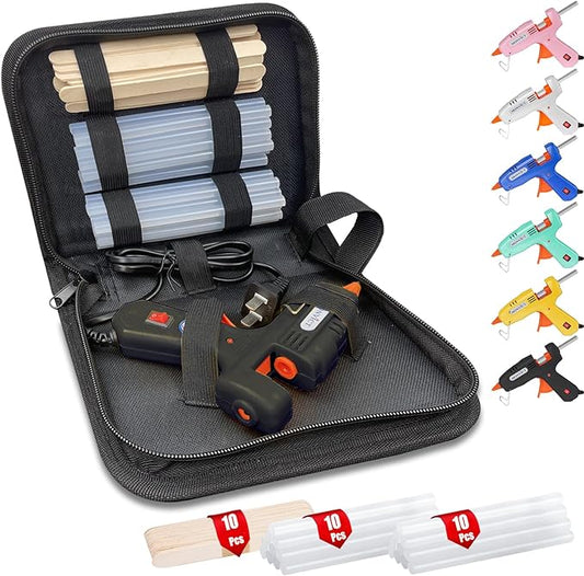 MONVICT 30W Mini Hot Glue Gun Kit, Fast Preheating Glue Gun with Storage Case, 20 Pcs Premium Glue Sticks, 10 Pcs Wood Craft sticks, Hot Melt Glue Gun for School Crafts DIY Arts Gift (Black)