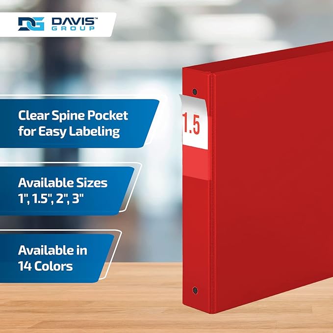 Premium Economy 6-Pack 3-Ring Binders for School or Office, Round-Ring Binders, 1.5 Inch, Red