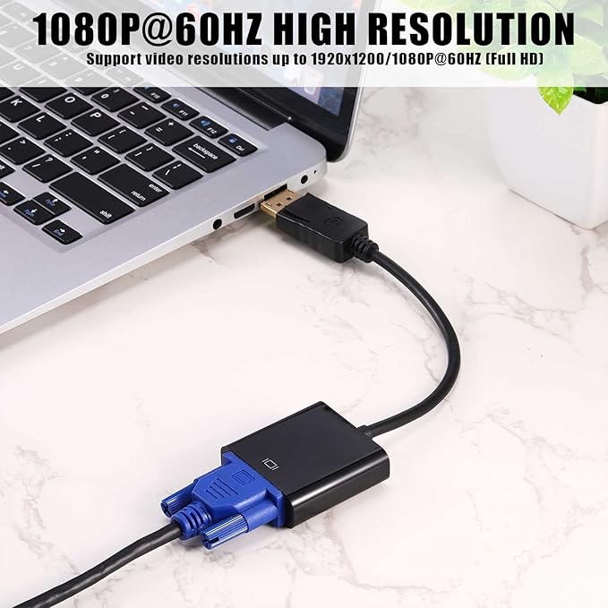 Yunsailing 10 Pack DisplayPort to VGA Adapters Gold Plated Compatible with Laptop Monitor PC Projector