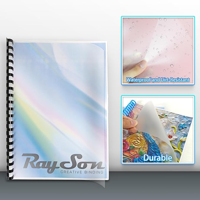Rayson Frosted Binding Covers - 10 mil Polypropylene (PP) Matte Finish, 8.5" × 11", Durable Un-Punched Plastic Binding Covers, 50/Pack (PP2550MT)