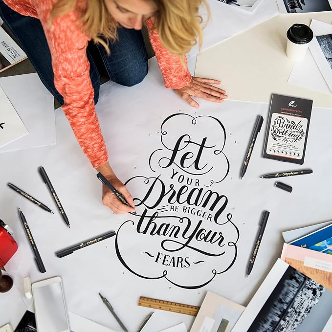 Calligraphy Pen,Calligraphy Pens for Writing, Brush Pens Calligraphy Set for Beginners, Calligraphy markers, Black Archival Ink Pens,Hand Lettering Pen for Art Drawing, Sketching,Scrapbooking