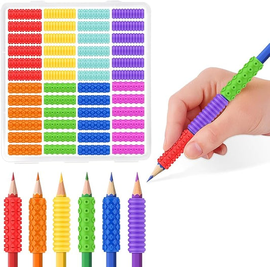 Silicone Textured Pencil Grips, Sensory Fidget Toys for Autism Kids, Writing Aid Tools ADHD Tools, 48 Packs
