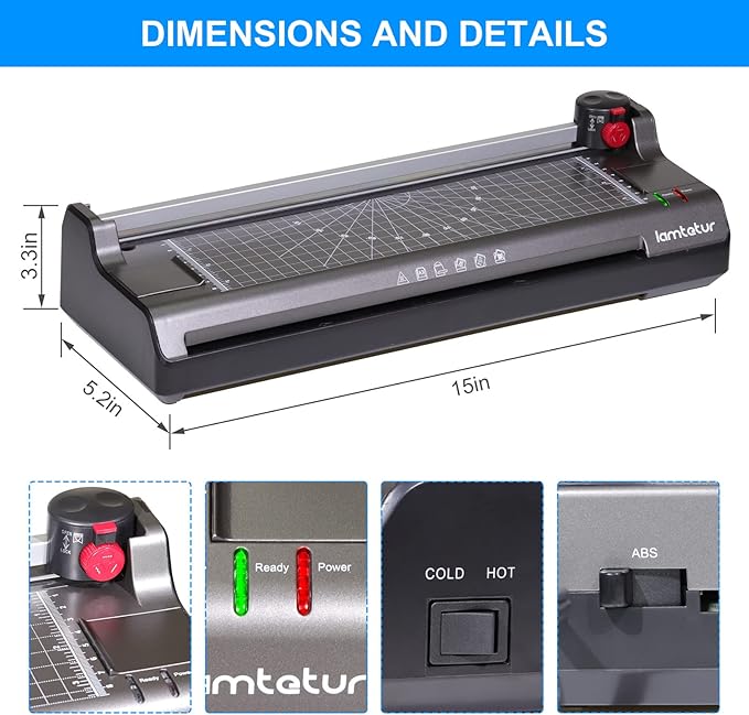 7 in 1 Thermal Laminator Machine 11X17 with 70 Letter Size Laminating Sheets for Office Home School Teacher Use,13 inch Hot&Cold Laminating for A3/A4,Lamination 3-5Mil With Paper Cutter,Corner Rounder