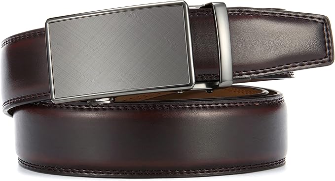 CHAOREN Mens Belt - Mens Ratchet Belt Leather 1 3/8" for Dress Pant - Micro Adjustable Belt Fit Everywhere