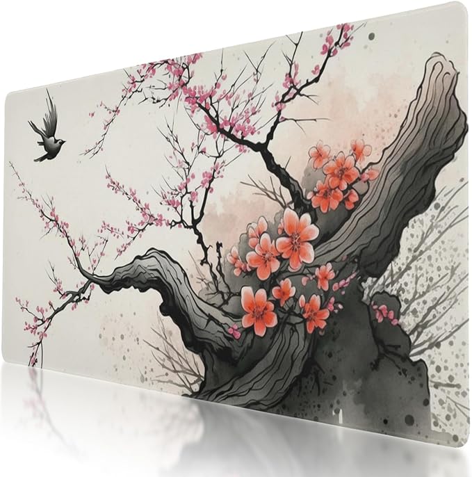 Japanese Cherry Blossom Style XXL Mouse Pad - Non-Slip Mouse Protector for Gaming, Office and Home - Large 31.5 x 11.8 Inch Gaming Pad for Mouse and Keyboard