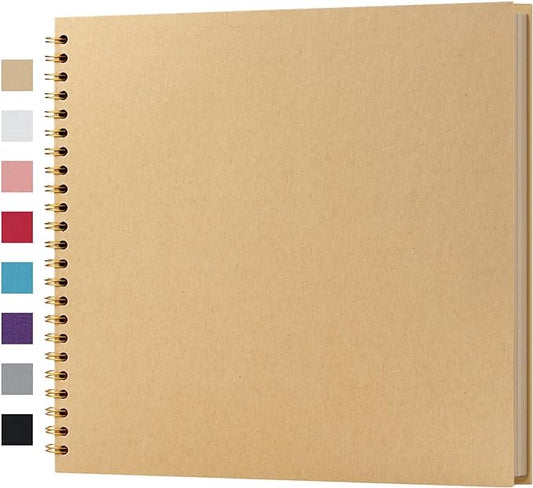 potricher 12 x 12 Inch DIY Scrapbook Album 40 Pages Hardcover Kraft Paper Scrap Book Photo Albums Memory Book for Wedding and Anniversary Family (Yellow, 12 Inch)