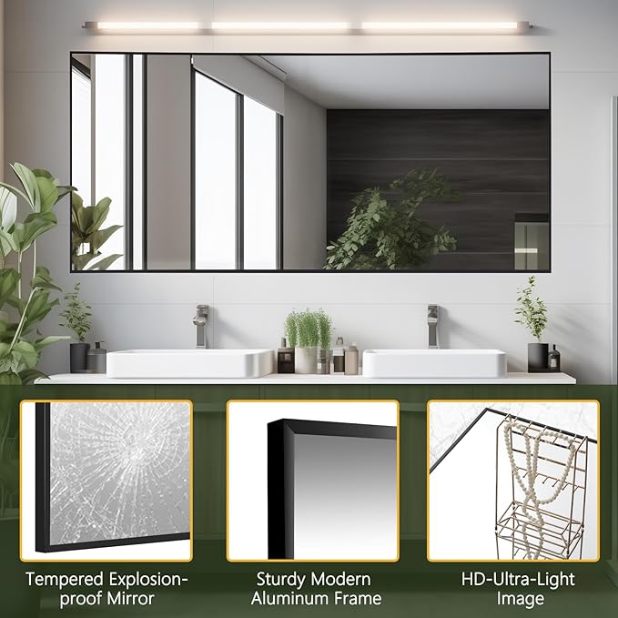 MELOMOIR 64"x21" Full Length Mirror, Floor Mirror with Stand Hanging or Leaning, Aluminum Alloy Frame Full Body Mirror for Bedroom Living Room Cloakroom Hallway, Wall Mirror Full Length, Black