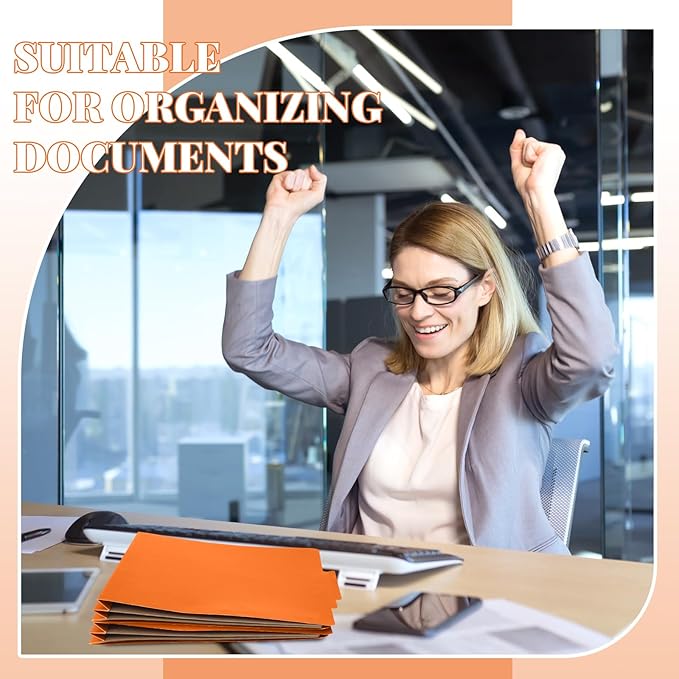 Skyygemm 24 Pcs Classification Folders Letter Size, 2 Pocket Dividers Pressboard File Folder with Fasteners, Expanding File Organizer Bulk for Teachers, Clergy, Office, Church, Christmas (Orange)