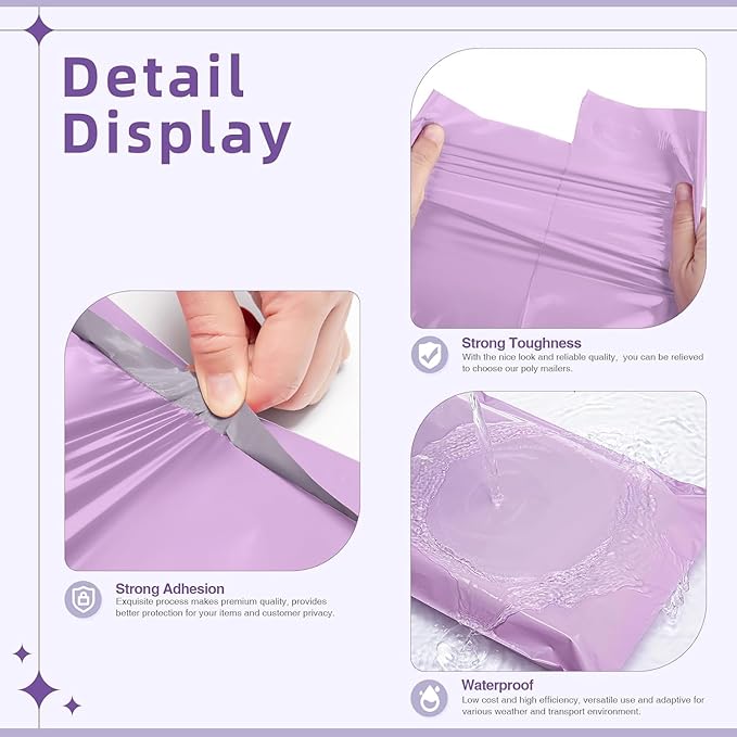 Fuxury 250 Pack 24x36" Extra Large Poly Mailers Bulk,Heavy Duty XXL Mailing Envelopes for Clothing,Strong Adhesive Self Seal Big Poly Shipping Bags for Postage Return Books Small Business(Purple)