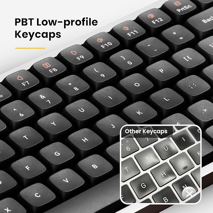 LOFREE Flow Low Profile Mechanical Keyboard, 100 Keys Rechargeable Wireless Keyboards with Bluetooth and Wired Connection for Windows, Mac OS/Black Phantom Tactile Switches