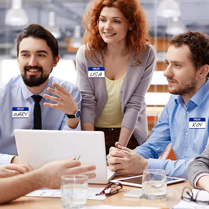 Zacool 480 Pcs Name Tag Stickers (3"x 2") Blue Hello My Name is Stickers Identification Badges, Easy Peel and Stick Name Tags for Themed Party, Family, Home, School, Office, Conferences