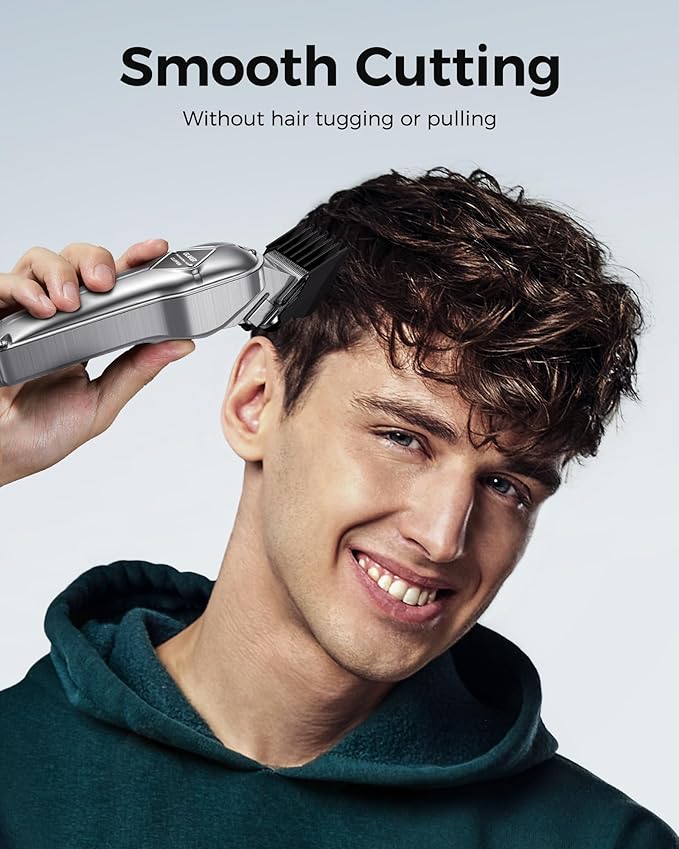 GLAKER Hair Clippers for Men Professional - Cordless Clippers and Trimmers Set, Complete Barber Kit for Hair Trimming & Beard Grooming, Mens Haircutting Kits for Blending & Fade Cuts (Silver)