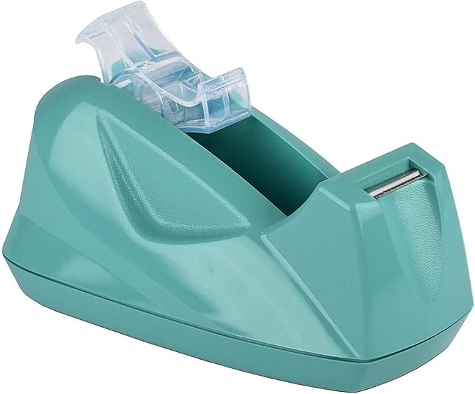 Acrimet Premium Desktop Tape Dispenser Jumbo, Plastic, Non-Skid Base (Heavy Duty) (Solid Green Color)