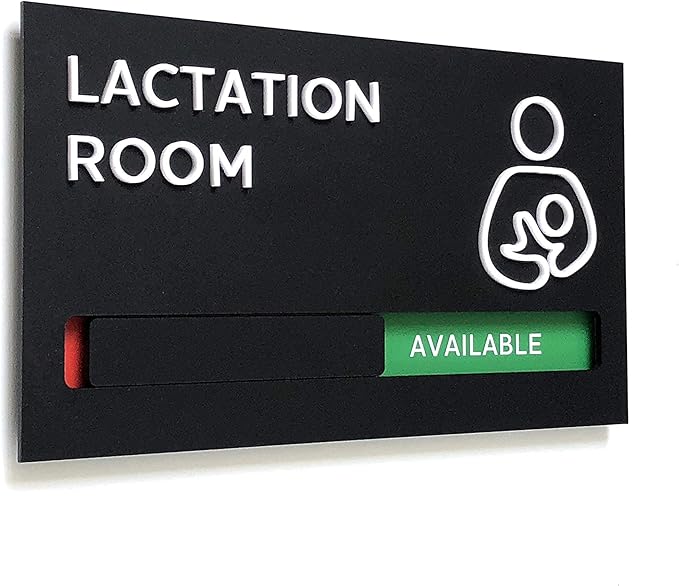 Kubik Letters Premium Lactation Room Sign with Slider for Dual Messages Room Status (AVAILABLE or IN USE)