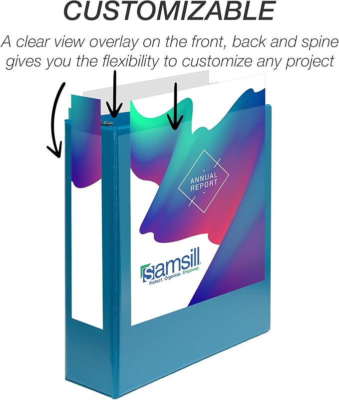 Samsill Durable 2 inch 3 Ring Binder, Made in USA, D Ring Binder, FSC 100% Recycled Chipboard, Marine Assortment, 4 Pack