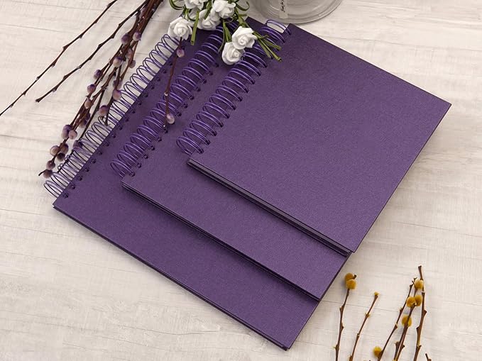 potricher 12 x 12 Inch Large Inch DIY Scrapbook Photo Album 80 Pages Thick Kraft Blank Purple Paper Memory Book for Wedding and Anniversary Family (Purple, 12 Inch)