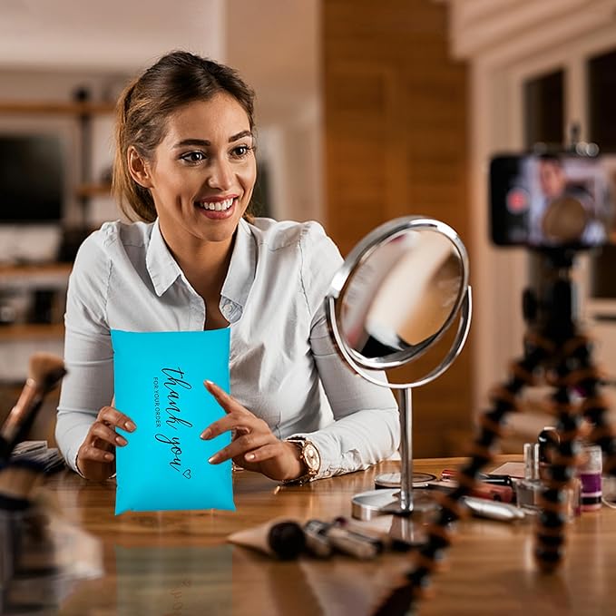 JinRuiKJ Thank You Poly Mailer 6x9 Inch 100 PCS, Shipping Bags for Clothing, Packaging Bags for Small Business, Strong Adhensive, Waterproof and Tear-Resistant Mailing Envelopes, Blue