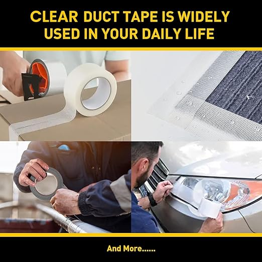 Lichamp 10 Rolls Clear Duct Tapes Heavy Duty, Waterproof No Residue Clear Duct Tape for Packaging Taping Sealing Repairing Tying, Thick & Wide Tape for DIY or Commercial Use, 2 inches x 25 Yards
