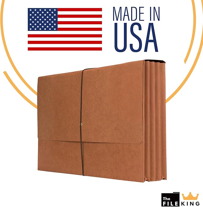 The File King Expanding File Wallet - Legal Size, 50 Pack, Red, 5.25' Expansion, 8.5-x-14-inch Paper, USA Made