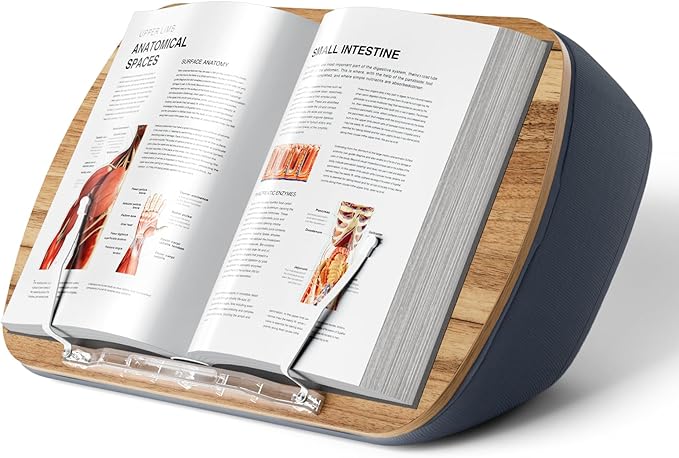 Lap Beanbag Book Stand for Hands Free Reading Comfortable Reading Pillow Stand Minimize Neck Strain Perfect Idea for Book Lovers in Dorm Room or Anywhere Else with Bookseat(Gray)