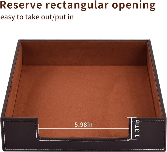 PU Leather 1-Layer Stackable Office File Document Tray Case Rack Paper Letter Tray Desk File Document Organizer Holder (Coffee)