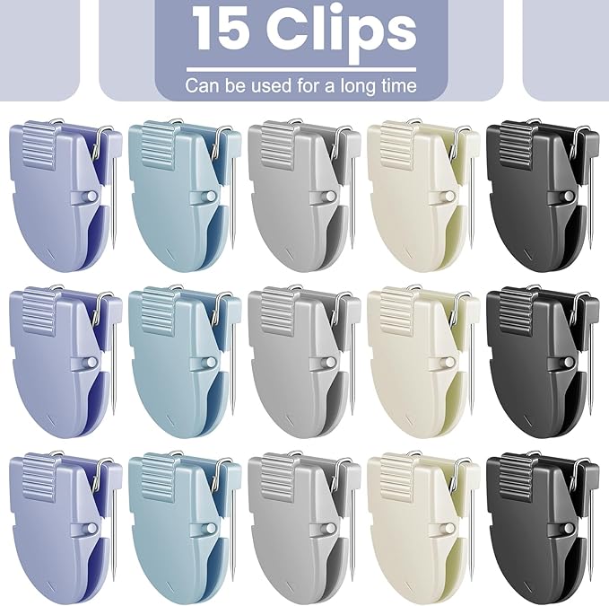 15 Pcs Cubicle Clips Fabric Panel Cubicle Accessories Fabric Partition Panel Wall Clip Office Photos Wall for Notes Memos Standard Size, 40-Sheet Capacity (Blue)