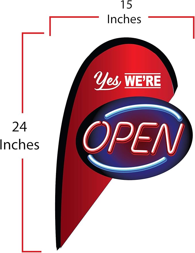 CarBowz Indoor/Outdoor Double Sided Window Flag for Business Sign, Drive Thru, Delivery, Pick Up, Essential Business and We Are Open, Small 3D Flag Kit (Open)