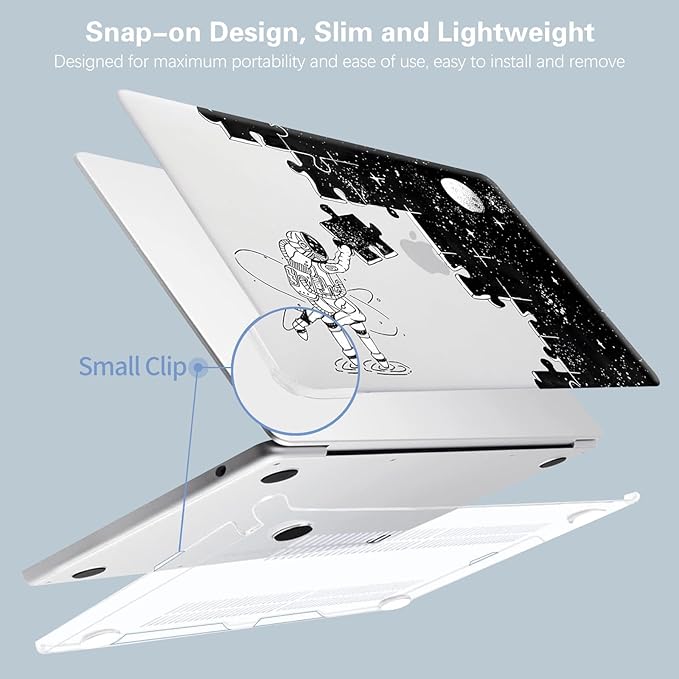 KEROM Compatible for MacBook Air 13 inch Case 2021 2020 2019 2018 M1 A2337 A2179 A1932, MacBook Air M1 Case, Cute Aesthetic Protective Plastic Hard Shell & Keyboard Cover, Space Puzzle