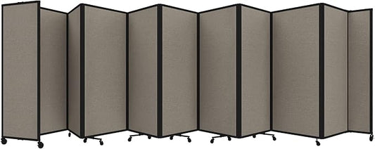 Versare Room Divider 360 Portable Wall Partition | Folding Panels | Large Freestanding Divider | Locking Wheels | Temporary Room Separator