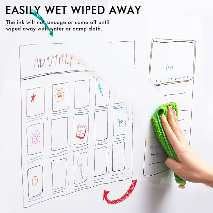 Shuttle Art Wet Erase Markers, 10 Colors 1mm Fine Tip Smudge-Free Markers, Use on Laminated Calendars, Overhead Projectors, Schedules, Whiteboards, Transparencies, Glass, Wipe with Water