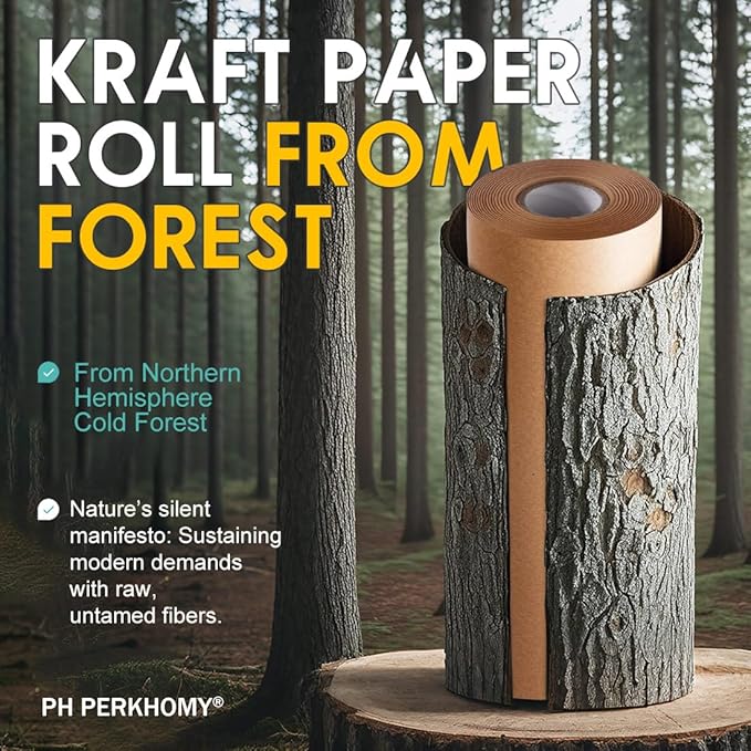 PerkHomy 36" x 2,400" (200') Brown Kraft Paper Roll for Craft Bulletin Board Paper Art Table Covering Crafting Gift Wrapping Bouquet Packing Parcel 70GSM 50LB (Brown, 36" x 200')