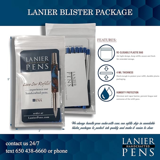 Lanier Refill Combo Pack - 3 Schmidt 8126Mini Capless System Rollerball Refill Black Fine Tip