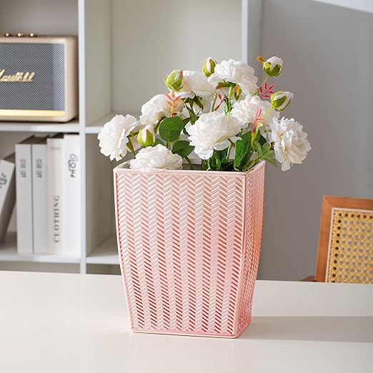 Bathroom Trash Can, Stylish Garbage Container Bin for Living Room,1.32 Gallon/5 Liters Pink Small Trash Can, Waste Basket for Bathroom, Kitchen, Office, Bedroom Room Decor