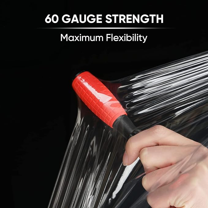 TICONN 4Pk Stretch Wrap Stretch Film Roll, 1000ft Industrial Strength 15 inch Wide Clear Plastic Wrap with Handles for Pallet Wrapping Shipping Moving