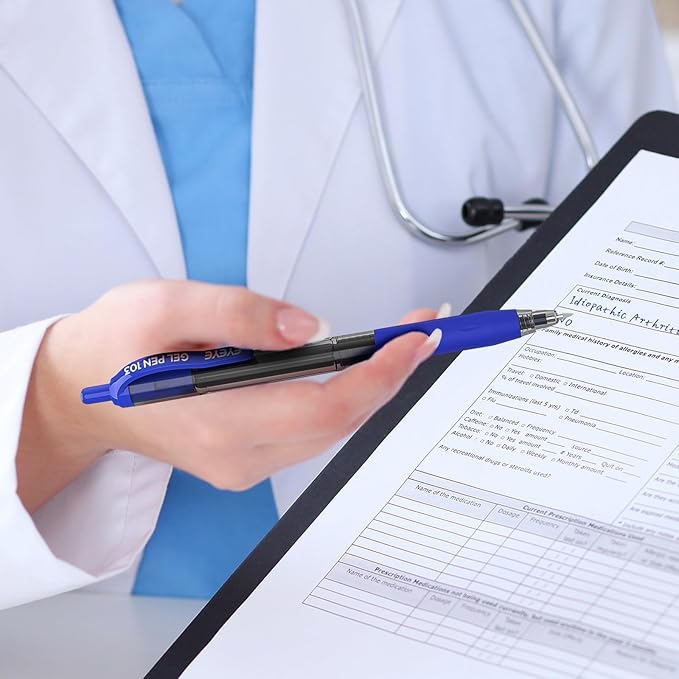 EYEYE G-103 Retractable Gel Pen 0.5mm, 50 Pack Extra Fine Point Blue Ink Pens Quick Drying, Ballpoint Pen Fine Point Smooth Writing Pens for for Office School Supplies