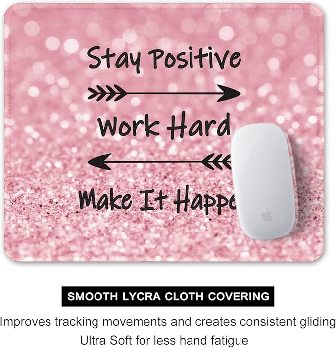 Auhoahsil Mouse Pad, 12 x 10 in Thick Rubber Premium-Textured Non-Slip Stitched Edges Waterproof Square Mouse Mat with Cute Pattern for Gaming Work Computer Office, Larger, Work Hard