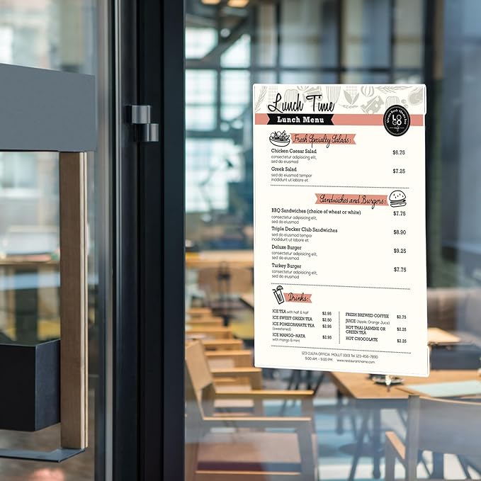 EHWINE 4 Pack 11x17 Wall Mount Acrylic Sign Holder, Wall Signs Photo Menu Flyer Display Holders, Plastic Clear Acrylic Frames for Office Home Hotel Business Store (with Adhesive Tape)