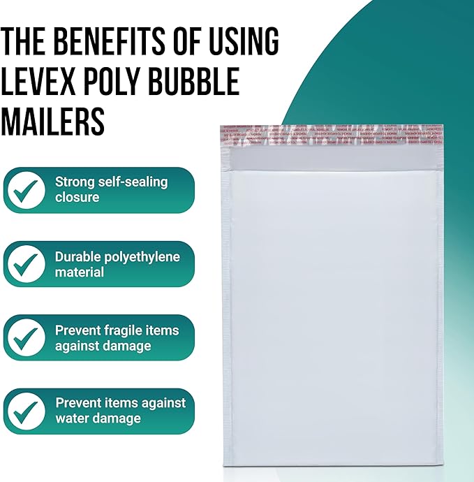 Levex - #0000 4" x 6" [100 Pack] Poly Bubble Mailers, Padded Envelope Mailers, Packing Envelope & Mailing Bags for Shipping