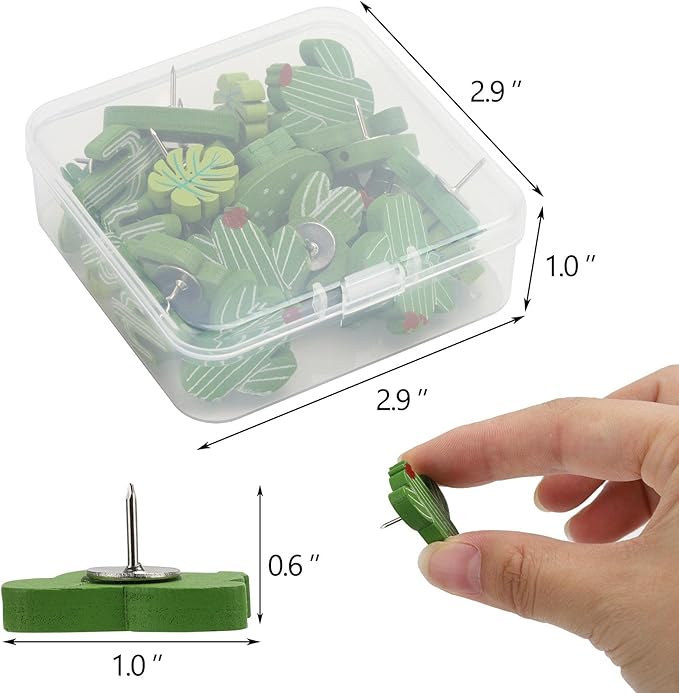 Push Pins 30Pcs Cactus Decorative Push Pins Wood Pins for Cork Board