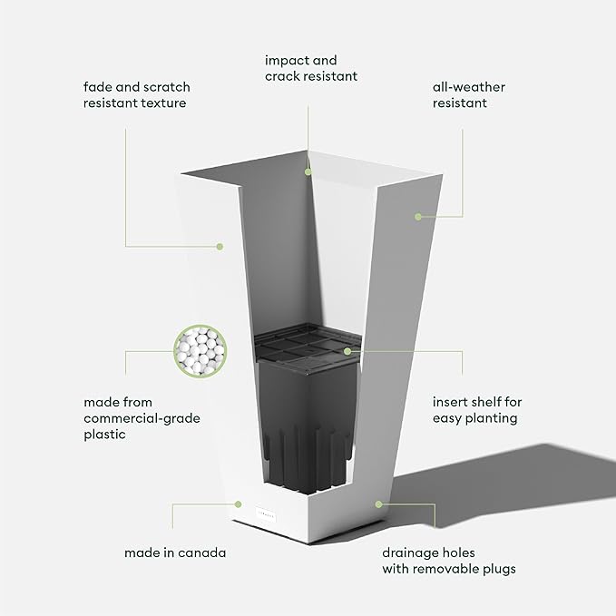 Veradek V-Resin Indoor/Outdoor Taper Planter (26 inch, White)