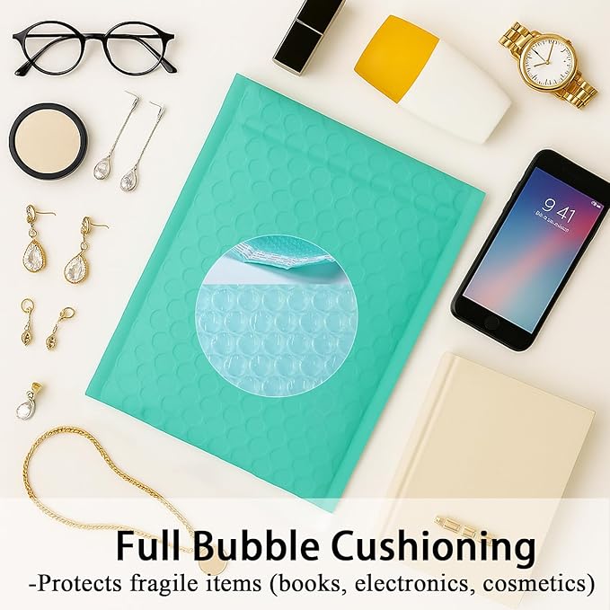 150 Pack 4x8 Inch Poly Bubble Mailers, Padded Envelopes with Self Seal Adhesive Strip, Waterproof Lightweight Mailing Shipping Bags for Thick Books Clothes Holiday Gifts Business Packaging