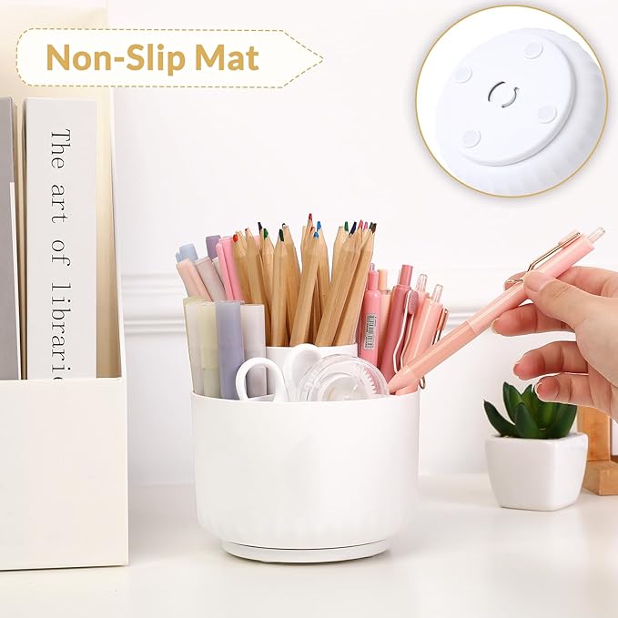 SKYDUE 360 Degree Rotating Desk Organizer, Dual-Purpose Pencil Pen Holder for Desk, Rotating Pencil Cup, Office Supplies, Desk Decor for Office, School, Home