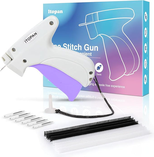 Stitch Gun for Clothes, Tagging Gun for Clothing Quick Fixes - Price Tag Gun with 6 Fine Needle, 1000 Black Fasteners & 1000 White Fasteners Snow1+MediumPurple1