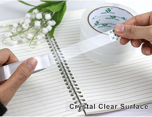 BOMEI PACK 8Rolls Clear Tape Refills for Dispenser, Transparent Gift Wrap Tape 3inch Core for Home, Office, 3/4inch x 60yds